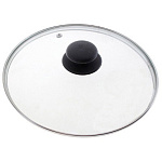 Крышка с ручкой стеклянная 28см., с метал/обод, паровыпуск, низ.