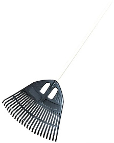 Грабли веерные пластмассовые 23 зуба "Floks" черные 500мм с деревянным черенком в/с