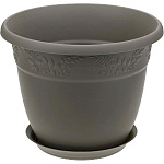 Кашпо Рябина D310мм 10л с поддоном французский серый М3058
