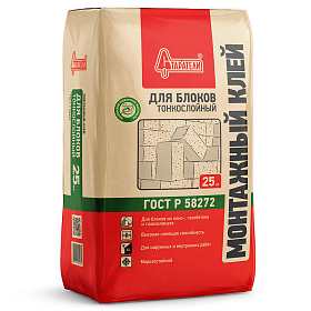 Клей СТАРАТЕЛИ монтажный для блоков тонкослойный 25 кг