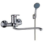 Смеситель д/ванны и умывальника 40к Казань КС 201242 S-нос мет. флаж. мет. шланг, лейка