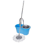 Набор МОП: ведро 12л, с колес., швабра, доп.насадка, принцип отж. "Юла", метал.отжим, пластик
