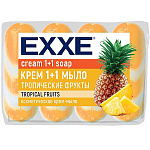Мыло косметическое EXXE 1+1 "Тропические фрукты" 4шт*75г  (ОРАНЖЕВОЕ) полосатое ЭКОПАК
