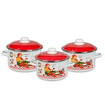 Набор кастрюль эмал. Хозяюшка белоснеж. (2/3/4л)