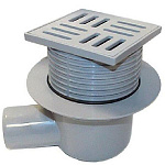 Трап РР 50 (100х100) гориз. спуск, регулируемая решетка пласт. (ТА5604)