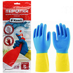 Перчатки хоз. латексные БИКОЛОР ХL /синий+желтый/