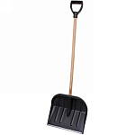 Лопата снеговая 410х360мм Метель №2 с оц. планкой с дер. черенком и V ручкой 