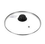 Крышка для посуды стекло, 24см, Daniks, Серый, металл обод, кнопка бакелит, Д4124С