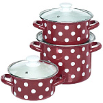 Набор кастрюль эмал.Белый горох-5-1-Люкс (1,9л, 2,5л, 5л) 