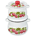 Набор кастрюль эмал. Вишневый сад (4л, 5,5л)