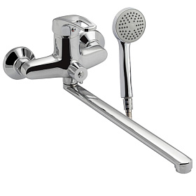 Смеситель в ванную OSKAR шаровый, длинный излив, с дивертором на корпусе