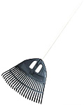 Грабли веерные пластмассовые 23 зуба "Floks" черные 500мм с деревянным черенком в/с
