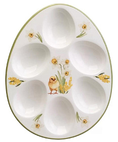 Блюдо керамика, для яиц, 16х20.5х2.5 см, 6 ячеек, Sunday, Agness, 358-2314