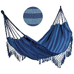 Гамак полотняный (поликоттон) Ham-18 200х120см с бахрамой, сумкой для хранения и переноски