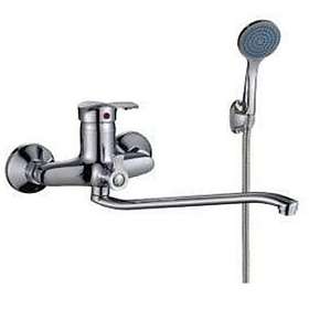 Смеситель д/ванны и умывальника 40к Казань КС 201242 S-нос мет. флаж. мет. шланг, лейка