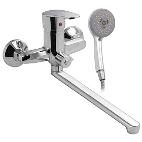 Смеситель в ванную САТУРН шаровый 40мм, длинный излив, с дивертором на корпусе