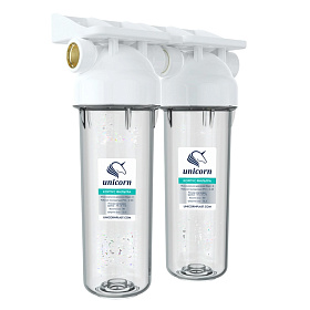 Фильтр магистральный 3/4" KSBR DUO двойной для холодной воды прозр. 10" UNICORN 