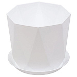 Горшок для цветов 2,6л Призма 17,5см белый с поддоном М3138