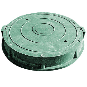 Люк канализационный полимер.песчан., тип "Л" зеленый (прочность 3т)