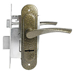 замок Врезной с ручкой на планке ЗВ 9-4,07 ПТИМАШ бронза, сувальдный, прямоугольный.ригель, 3 ключа