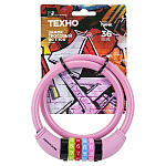 замок Навесной АВАНГАРД ВС-710К (650мм) ТЕХНО ПИНК кодовый, велосипедный тросовый