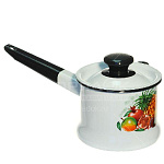 Ковш эмал. 1л. 90204-072/4 с крышкой, светлоокраш. рис.