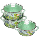Набор посуды эмал. Тоскана-Экстра (2/3/4л со стекл. крышкой)