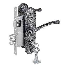 замок Врезной с ручкой на планке ЗВ 9-4,2 Зенит серебро