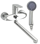 Смеситель в ванную MAGNUS шаровый, длинный излив, с дивертором на корпусе -  корпус 100% латунь