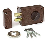 замок Накладной ЗН1-2 ЗЕНИТ медь, английский, без защелки, запирание ключом, 4 ключа