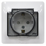 Розетка 1-м СП Glossa 16А с защ. крышкой защ. шторки с/з в сборе IP44 бел. SchE GSL000148