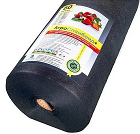 Укрывной материал АгроСпанбонд+  Мульча (пл.60гр/м2) 1,6м (300 м.п.) черный