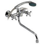 Смеситель в ванную MAYFAIR металлокерамика с шаровым переключ., ручка крест длинным изливом
