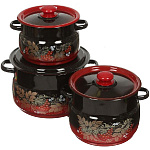 Набор кастрюль эмал. Рябинка красн./черн. (4л, 5,5л, 8л) 11 N11L05