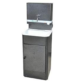 Умывальник "Весна" МИНИ с ЭВН и тумбой (пластмас.мойка 42*37) серебро