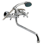 Смеситель в ванную MAYFAIR металлокерамика с шаровым переключением, ручка крест длинным изливом