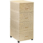 Комод 4 ящика Дюна 40х50х98см, бежевый, плетеный 04054