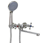 Смеситель д/ванны и умывальника 1/2 кер Казань КС 60007254 КРЕСТ  L-нос мет. мах., евро эксц.