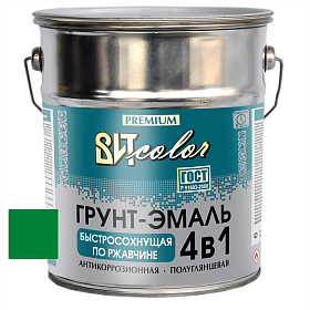 Грунт-эмаль  по ржавчине ярко-зеленая быстросохнущая ВИТ color  4 кг.
