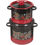 Набор кастрюль эмал. Рябинка красно-черный (3,5/5,5)