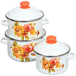 Набор кастрюль эмал. Весна бел. (2л, 3л, 4л) 15№15в77