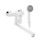 Смеситель д/ванны BRIMIX длинный излив с дивертором, из высокопрочного пластика АБС, белый