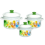 Набор кастрюль эмал. Сезони-1 (2л, 3л, 5л) белый.