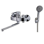 Смеситель д/ванны и умывальника 35к Казань КС 203253 L-нос мет. флаж. мет. шланг, лейка, евро эксц.