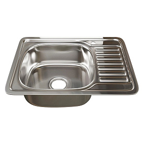 Мойка д/кухни врезная MIXLIN толщина 0,6 d-65х50 левая, вып. 3 1/2 с сиф. (глуб. 16см)