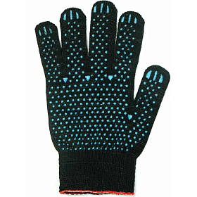 Перчатки вязаные двойные, с ПВХ-точкой, 95г, черные PERZ3N 