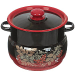 Кастрюля эмал.  5,5 л с1917.38 сфер. красно-черная Сибирские товары