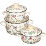 Набор кастрюль эмал. Луговые цветы (1,5л, 2л, 4л) 3КА071М