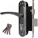 замок Врезной с ручкой на планке ЗВ7 ОМЕГА серебро, английский, прямоуг.ригель, 4 ключа