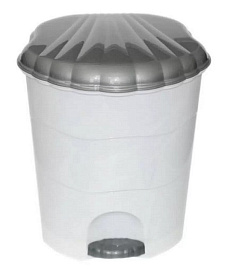 Контейнер для мусора пластик, 11 л, кругл, педаль, плав крыш, бел,сер, Violet